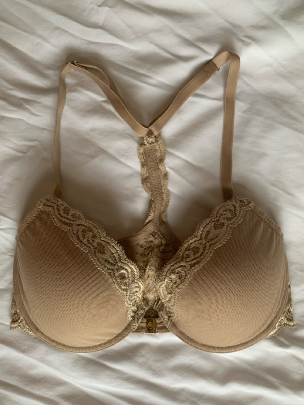 Natori Nude Feathers Lace-Trim Racerback Bra